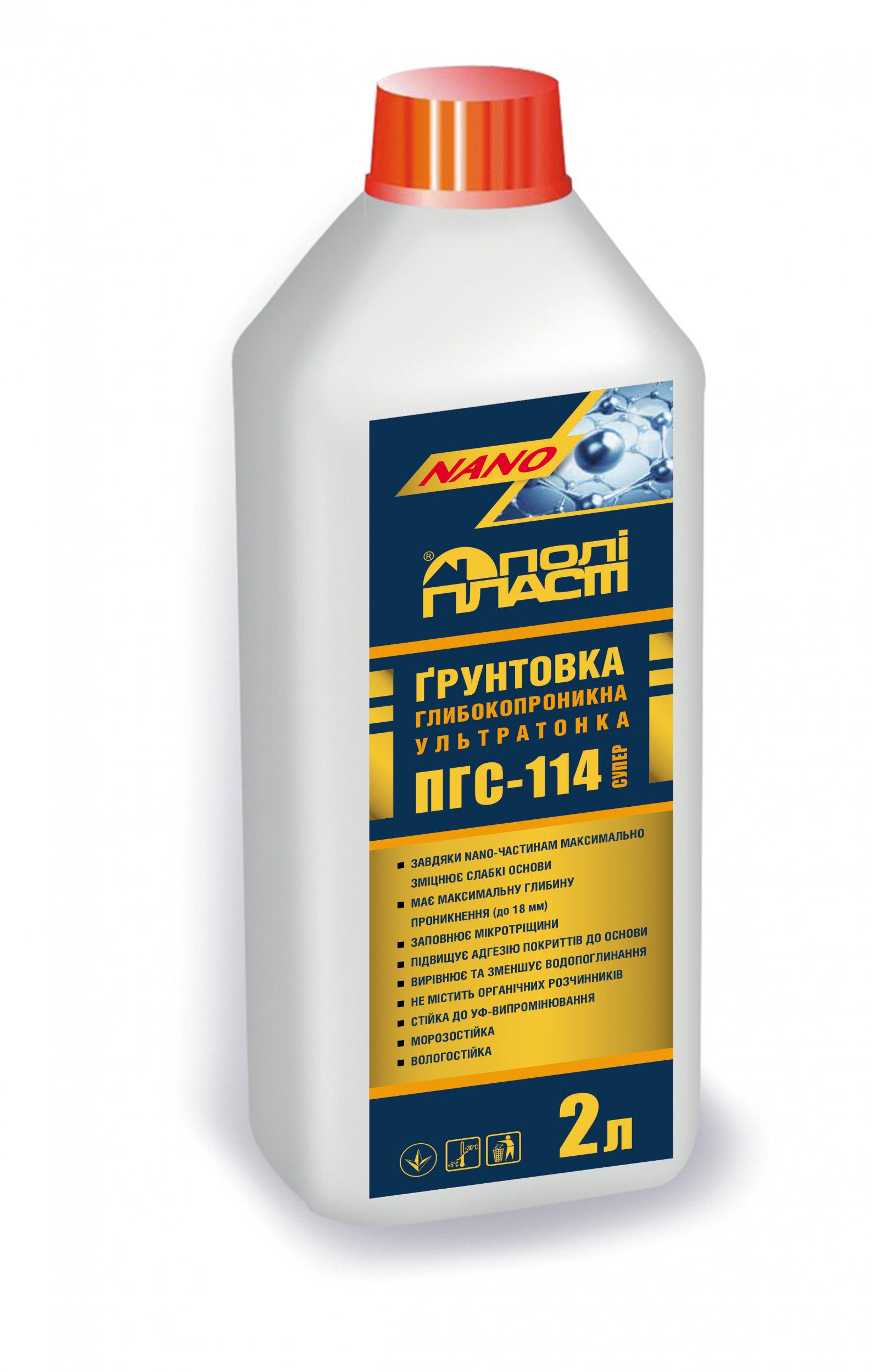 Грунтовка глибокопроникна ультратонка ПОЛІПЛАСТ NANO ПГС-114 Premium 10 л